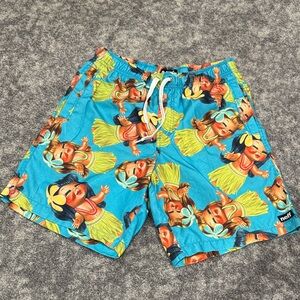 Colorful Hula Girl Swim Mens Trunks size S